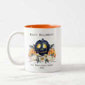Tasse 2 Couleurs Joyeux Halloween Éffrayant Samhain Citrouille cris (Gauche)