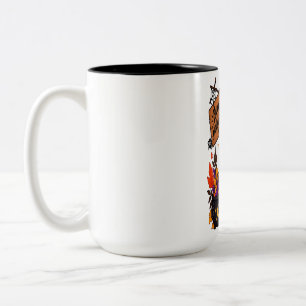 Tasse 2 Couleurs Joyeux Halloween Fantôme & Citrouille Chat Noir