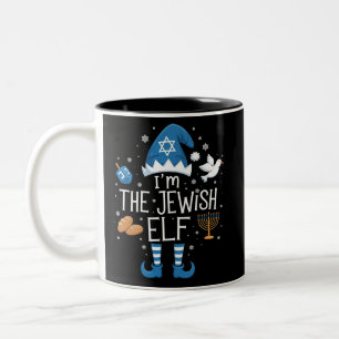 Tasse 2 Couleurs Joyeux Hanukkah Famille juive de lutins de groupe 