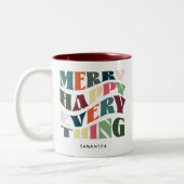 Tasse 2 Couleurs Joyeux Joyeux Tout Super Noël de vacances (Gauche)