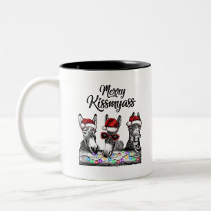 Tasse 2 Couleurs Joyeux Kissmyass âne Chaîne de Santa Hat Lumièr