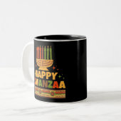 Tasse 2 Couleurs Joyeux Kwanzaa (Devant gauche)