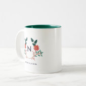 Tasse 2 Couleurs Joyeux Monogramme de vacances Foliage (Devant gauche)
