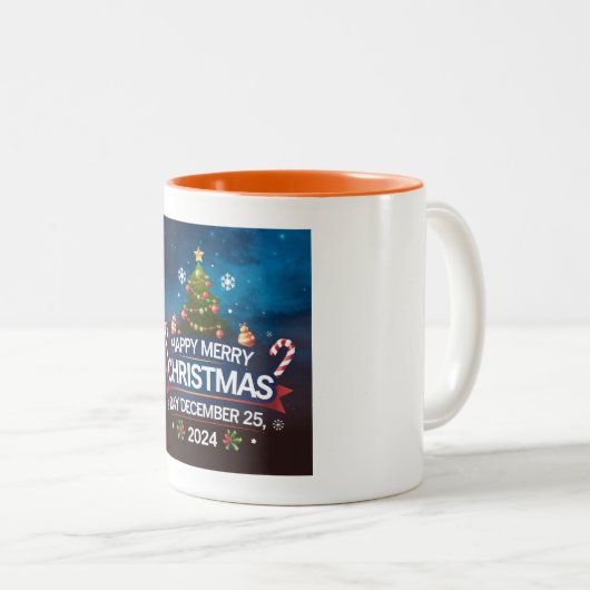 Tasse 2 Couleurs Joyeux Noël 2024 Festive Design (Devant droit)