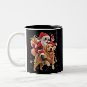 Tasse 2 Couleurs Joyeux Noël 2025 Père Noël chevauchant un Golden R