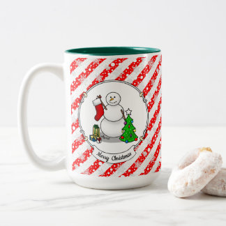 Tasse 2 Couleurs Joyeux Noël 2 Arbre Stocker Snowman