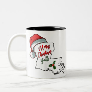 Tasse 2 Couleurs Joyeux Noël à tous les louisiana santa du sud chap