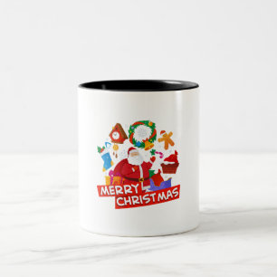 Tasse 2 Couleurs Joyeux Noël blanc rouge moderne