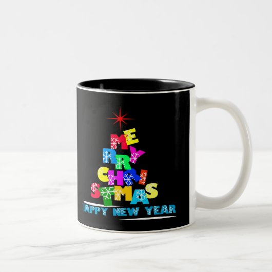 Tasse 2 Couleurs Joyeux Noël Bonne année (Droit)