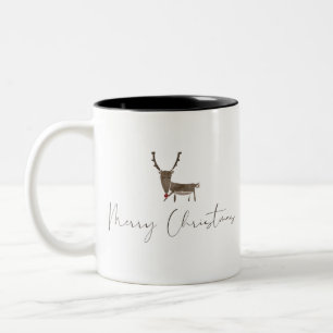 Tasse 2 Couleurs Joyeux Noël Carte de voeux Reindeer Décoration.