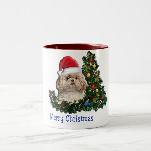 Tasse 2 Couleurs Joyeux Noël Chiens (Centre)