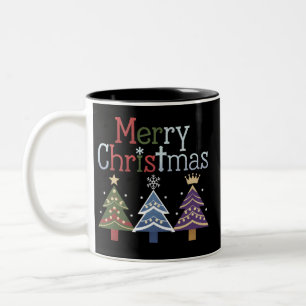 Tasse 2 Couleurs Joyeux Noël Croix Noël Arbre Rétro