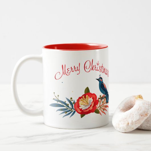 Tasse 2 Couleurs Joyeux Noël et Bonne Année ! 2025 Blue Bird (Avec donut)