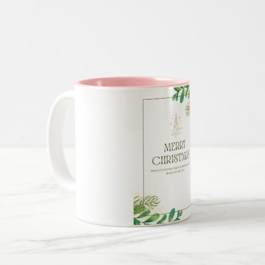 Tasse 2 Couleurs Joyeux Noël Feuille verte Musique (Devant gauche)