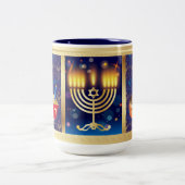 Tasse 2 Couleurs Joyeux Noël juif Hanoukka (Centre)