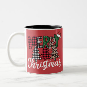 Tasse 2 Couleurs Joyeux Noël Merry and Bright Sapin de Noël Père No