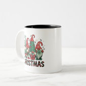Tasse 2 Couleurs Joyeux Noël mignon Gnome de Noël (Devant gauche)