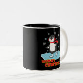 Tasse 2 Couleurs Joyeux Noël mignonne Penguin d'hiver (Devant droit)