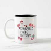 Tasse 2 Couleurs Joyeux Noël, Naughty Nice J'ai essayé (Gauche)