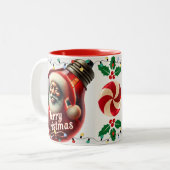 Tasse 2 Couleurs Joyeux Noël noir Père Noël lumières (Devant gauche)