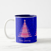 Tasse 2 Couleurs Joyeux Noël Pink Tree Sparkflakes Snowflakes (Gauche)