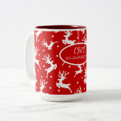 Tasse 2 Couleurs Joyeux Noël Reindees Red Holiday (Devant gauche)