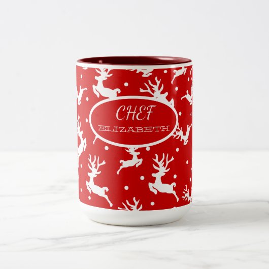 Tasse 2 Couleurs Joyeux Noël Reindees Red Holiday (Centre)