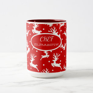 Tasse 2 Couleurs Joyeux Noël Renne Rouge Vacances