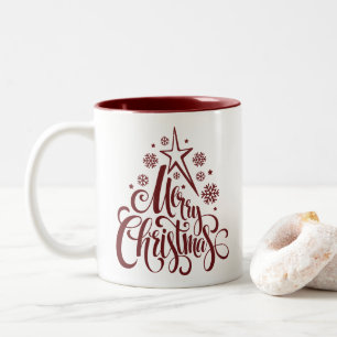 Tasse 2 Couleurs Joyeux Noël Rouge moderne