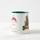 Tasse 2 Couleurs Joyeux Noël Santa Hat Tree Golf Ball Nom (Centre)