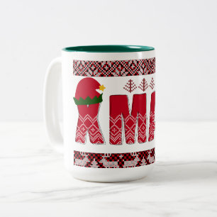 Tasse 2 Couleurs Joyeux Noël tricot Tendance Élégant