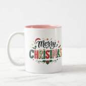 Tasse 2 Couleurs Joyeux Noël Typographie festive (Gauche)