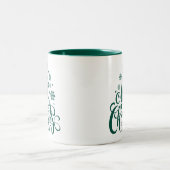Tasse 2 Couleurs Joyeux Noël vert moderne (Centre)