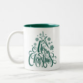 Tasse 2 Couleurs Joyeux Noël vert moderne (Gauche)