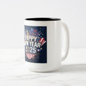 Tasse 2 Couleurs Joyeux Nouvel An 2025 Design - Vibrant et festif. (Devant droit)
