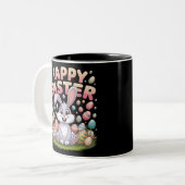 Tasse 2 Couleurs Joyeux Pâques 2025 Oeufs Lapin mignon lapin lapin (Devant gauche)