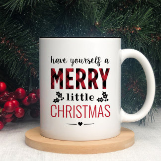 Tasse 2 Couleurs Joyeux petit Noël moderne Buffalo rouge Plaid