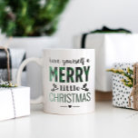 Tasse 2 Couleurs Joyeux petit Noël moderne Buffle vert Plaid<br><div class="desc">Cette tasse à café festive présente un design typographique moderne "Ayez-vous un joyeux petit Noël" avec des accents de verdure,  de coeur et de plaid de buffle de vacances. Style forestier vert et noir coloré. Magasinez notre magasin pour plus de couleurs !</div>