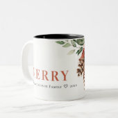 Tasse 2 Couleurs Joyeux Poinsettia Bund'aquarelle Pine Noël (Devant gauche)