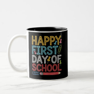 Tasse 2 Couleurs Joyeux premier jour d'école Retour à l'école 