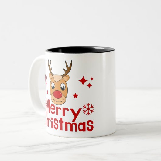 Tasse 2 Couleurs Joyeux rennes de Noël (Devant gauche)