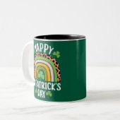Tasse 2 Couleurs Joyeux Saint Patrick's Day Shamrock arc-en-ciel (Devant gauche)