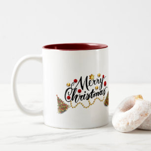 Tasse 2 Couleurs Joyeux sapin rouge