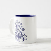 Tasse 2 Couleurs Joyeux script de Noël moderne (Devant gauche)