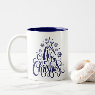 Tasse 2 Couleurs Joyeux script de Noël moderne