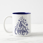 Tasse 2 Couleurs Joyeux script de Noël moderne (Gauche)