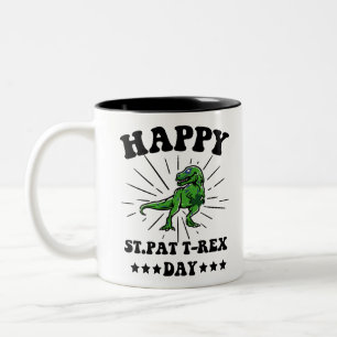 Tasse 2 Couleurs Joyeux St Pat Trex Day Dino Jour de la Saint Patri