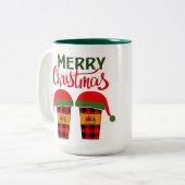 Tasse 2 Couleurs Joyeux vêtements de Noël (Devant gauche)