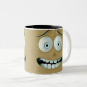 Tasse 2 Couleurs Joyeux visage drôle (Devant droit)