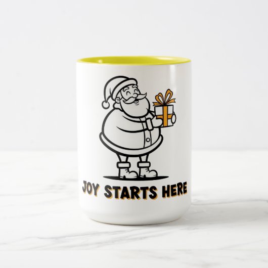 Tasse 2 Couleurs Joyful Santa with Gift (Centre)
